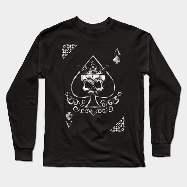 Ace of Spades with Crowned Skull Heavy Metal Song Title Long Sleeve T-Shirt by Hallowed Be They Merch